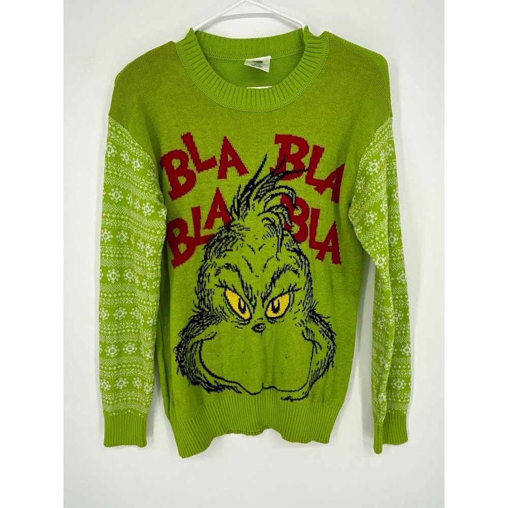 Dr Seuss Grinch Sweater Womens S Christmas Holiday Ugly Sweater Novelty Kitschy